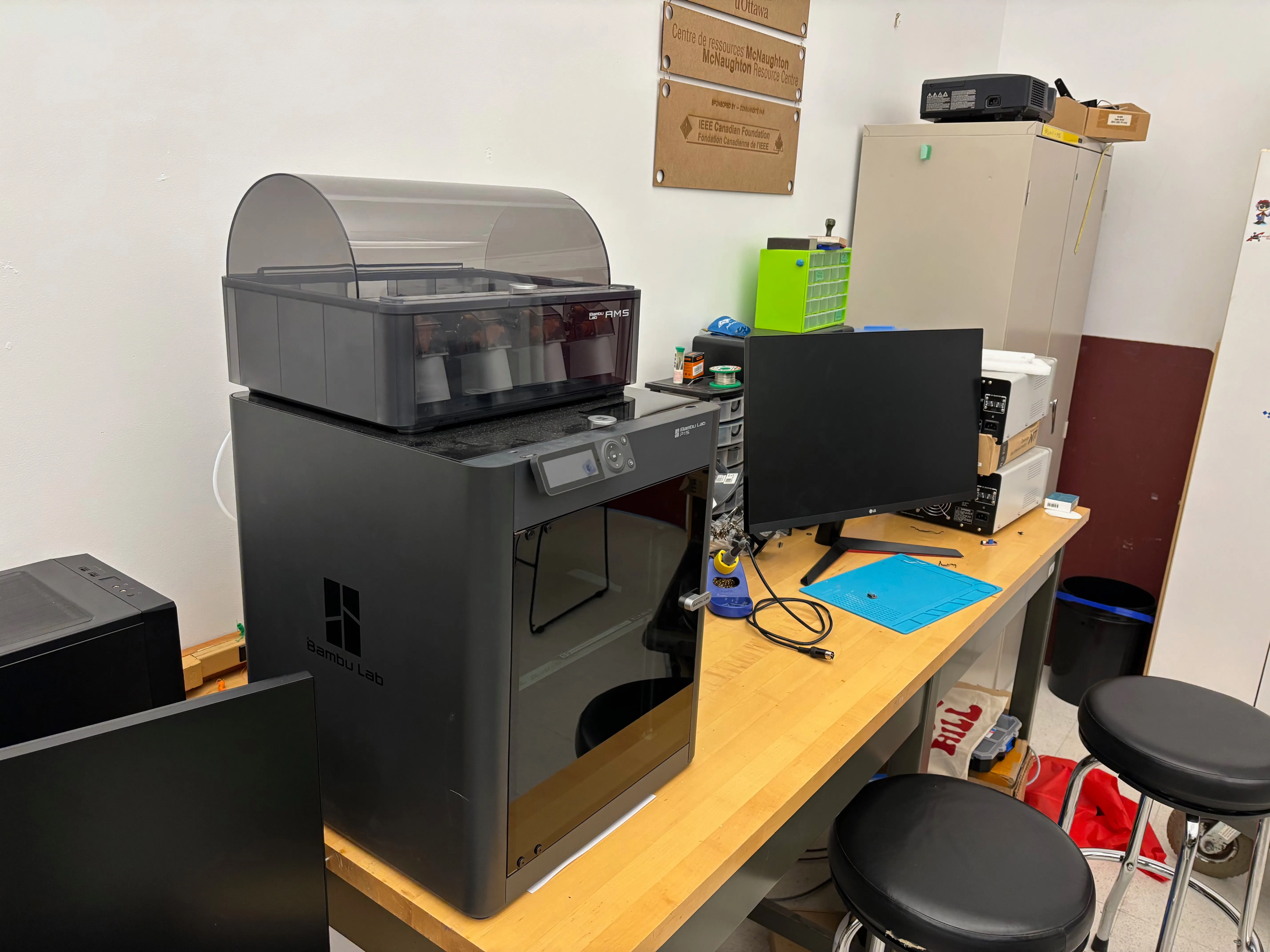 Picture showing the 3D printer in the office